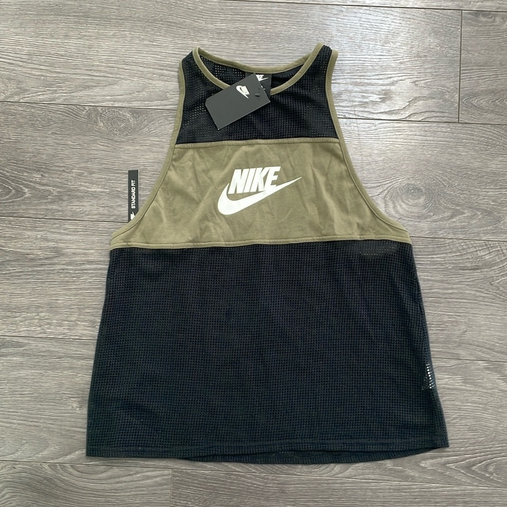 NWTS Nike Army green Muscle Tank with breathable holes